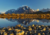Vista picos Torres del Paine Lago Grey Chile