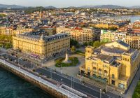 Aerial view of donostia san sebastian cityscape