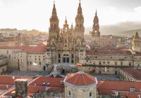 Aerial view of the cathedral of santiago de compostela spain