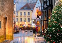 Cidade velha de tallinn iluminacao da arvore