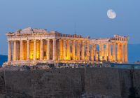 Parthenon ao anoitecer - Atenas, Grécia.