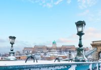 Royal palace in budapest at winter day
