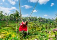 Balanço balinês no terraço de arroz de Tegalalang, em Bali