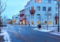 Prédios cidade Reykjavik inverno, Islândia
