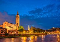 Verona italia adige river night city