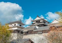 Japao matsuyama castelo de matsuyama vista longe