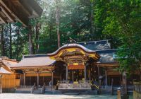 Worship hall of the suwa taisha shrine in nagano