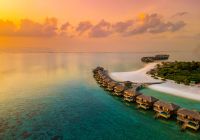 Sunset aerial view you and me maldives