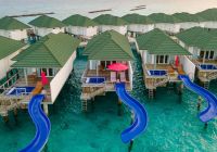 Water villa with pool slide b