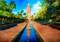 Marrocos marrakech minarete da mesquita de koutoubia
