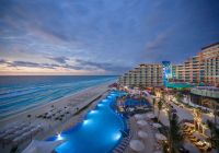Mexico hard rock hotel cancun dusk pool and beach