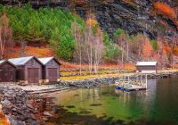 Pequena vila em Flam, Noruega