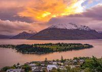 Vista de Queenstown ao entardecer