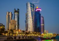 Qatar doha cidade ao por do sol