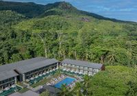 Pool aerial mountain view avani barbarons seychelles