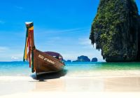 Barco praia Phuket, Tailândia