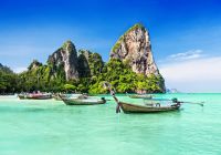 Barcos típicos Maya Bay, Tailândia