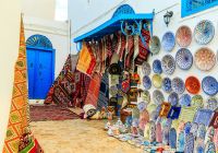 Mercado de tapetes  - Sidi Bou Said, Tunísia.
