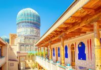 Hotel with view of bibi khanum mosque samarkand uzbekistan