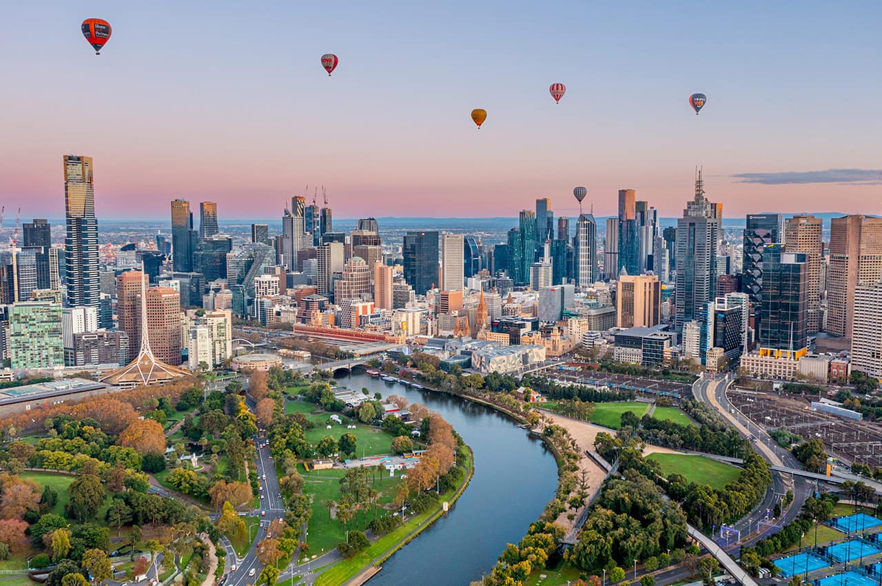 Tourism australia melbourne balao sobre cidade
