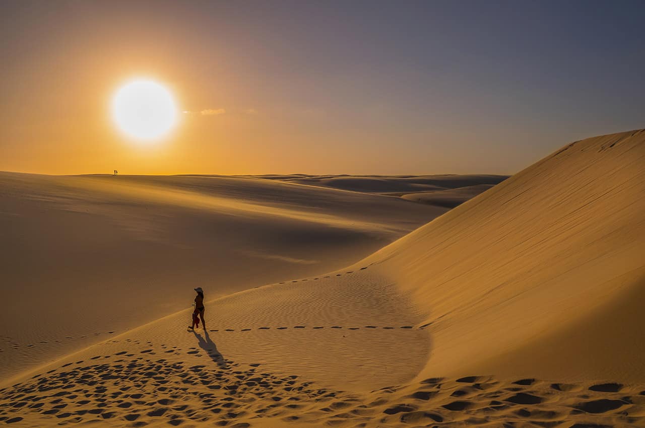Por do sol no parque nacional lencois maranhao brasil