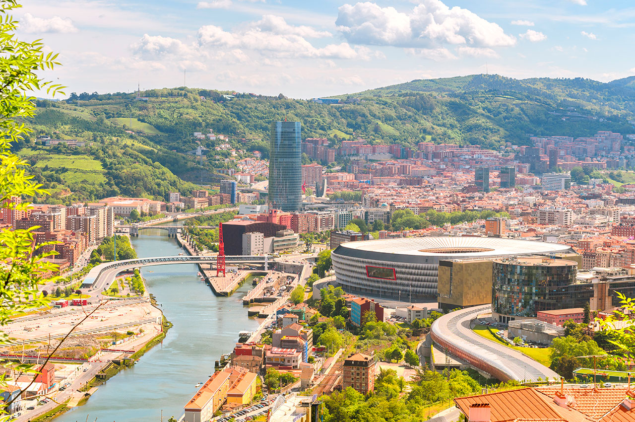 Panoramic views to bilbao city spain