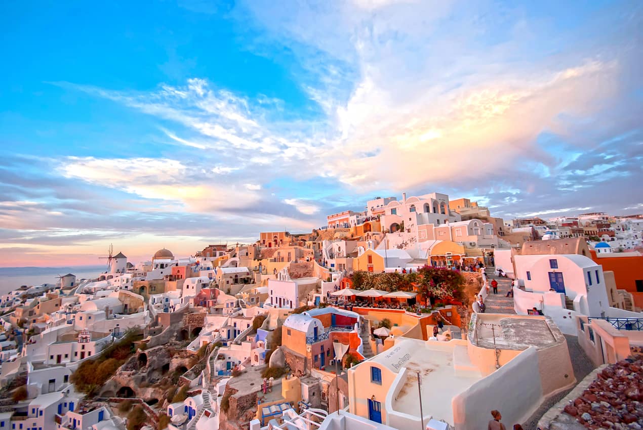 Pôr do sol em Santorini, Grécia