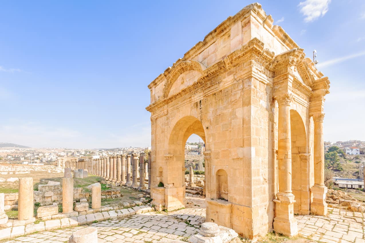 Ponto turístico Tetrapylon Jerash, Jordânia