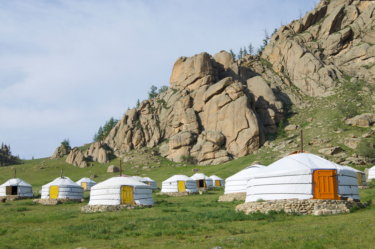 Gers da Mongólia no Parque Nacional Gorkhi Terelji