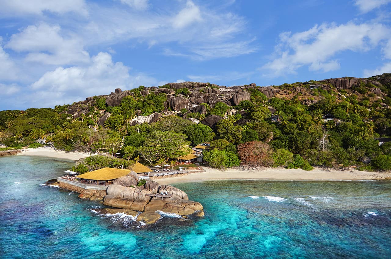 Vista aérea do Six Senses Zil Pasyon, Seychelles