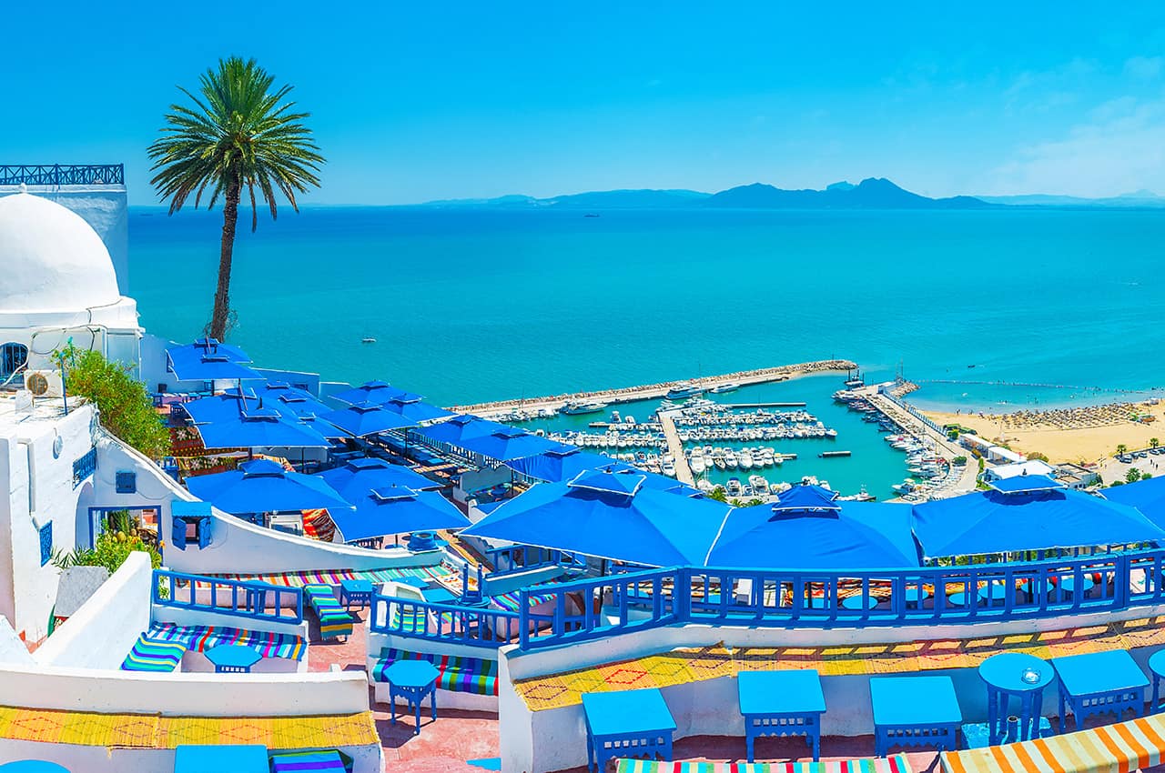 Vista cênica de Sidi Bou Said - Tunísia.