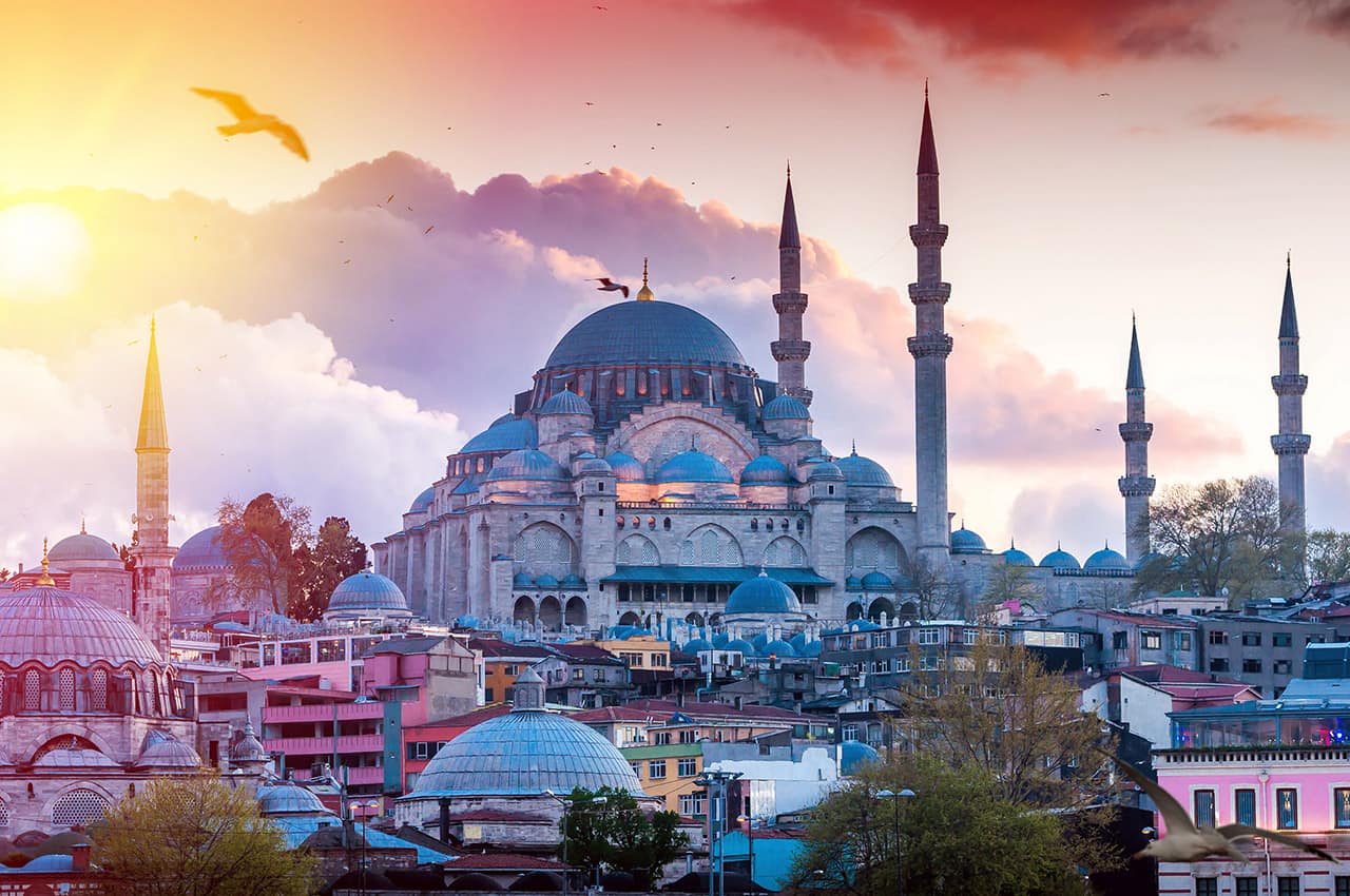 Vista da Mesquia Sultan Ahmed - Istambul, Turquia.