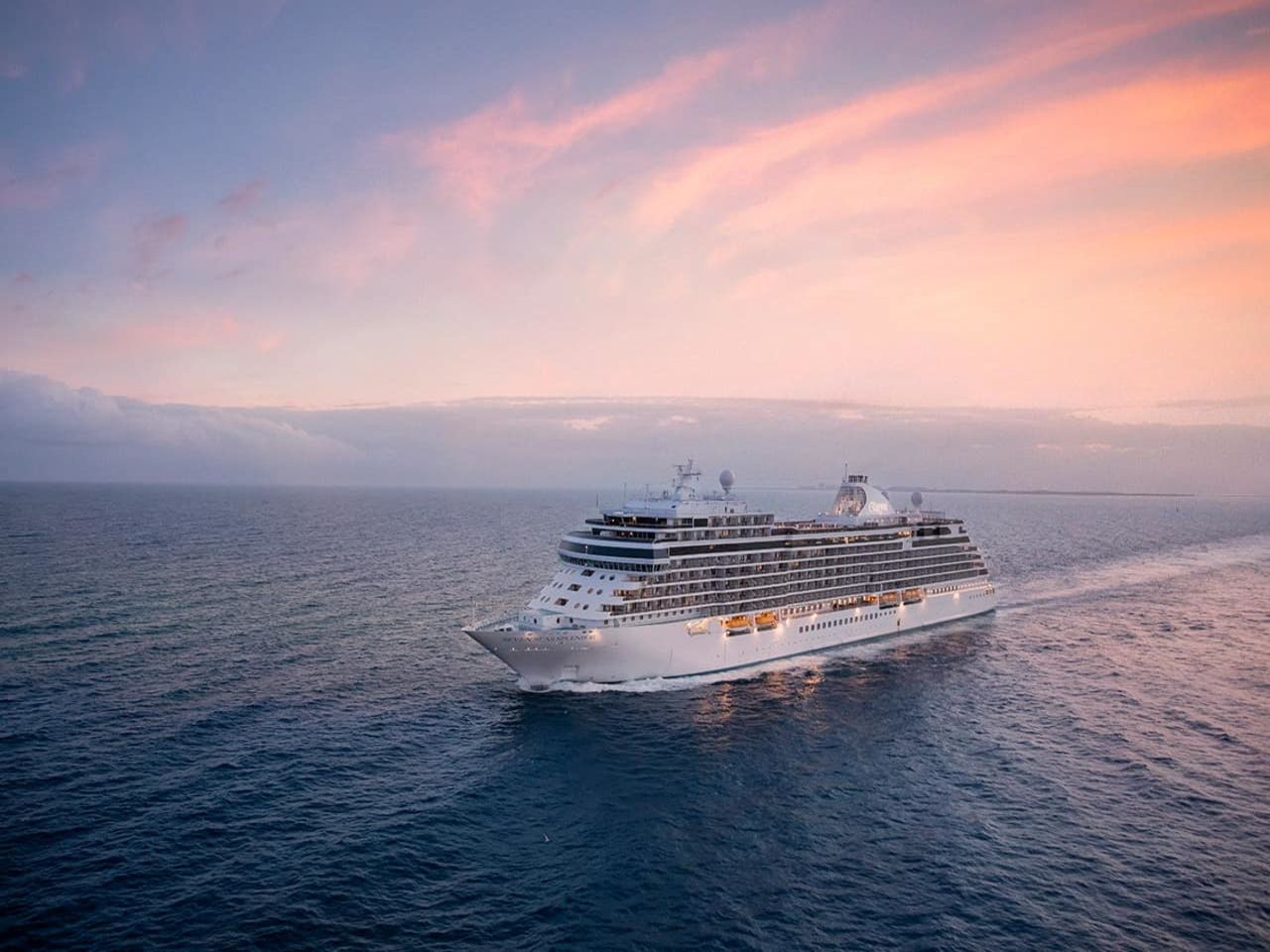 Regent seven seas spl ship aerial sunset