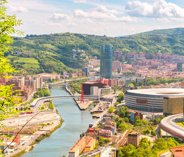 Panoramic views to bilbao city spain