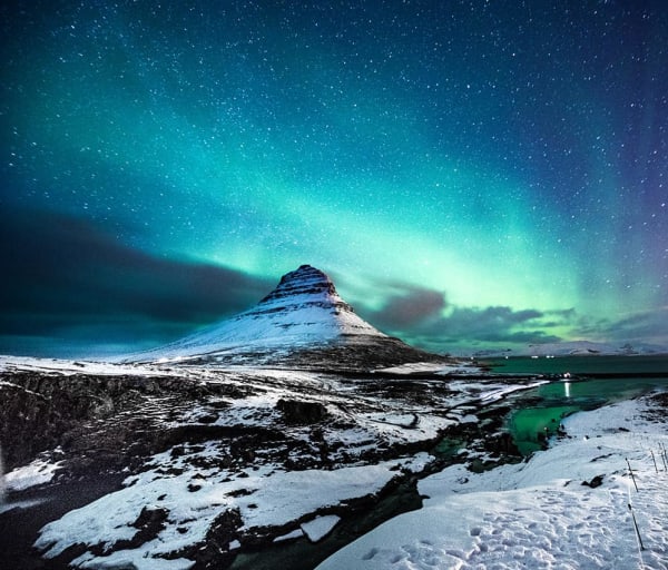 Islandia aurora boreal monte kirkjufell
