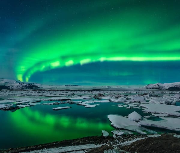 Islandia glacier lagoon jokulsarlon aurora boreal