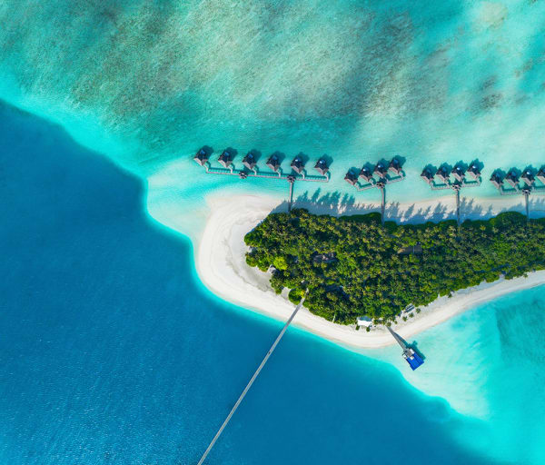 Conrad maldives rangali water villa vista aerea
