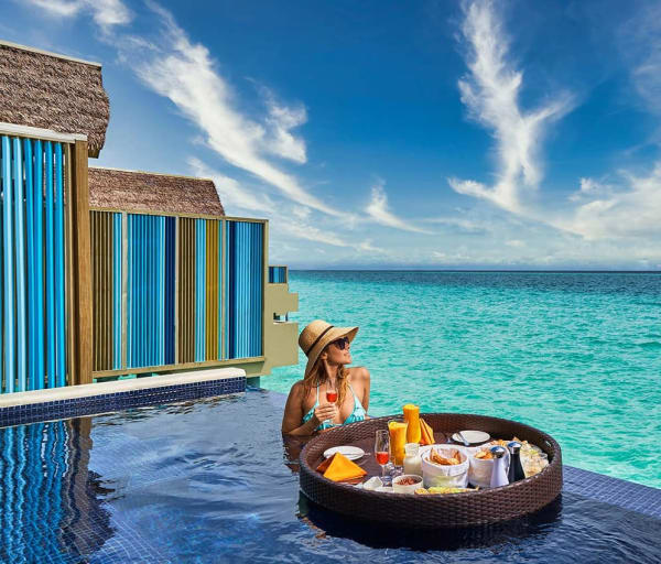 Hard rock hotel maldives platinum overwater pool villa floating breakfast