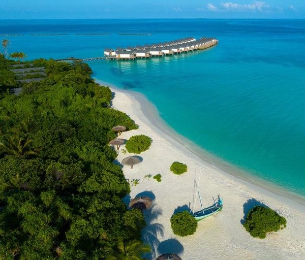 Raaya by athosphere aerial view and water villas