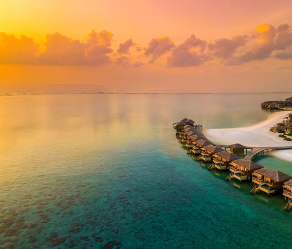 Sunset aerial view you and me maldives