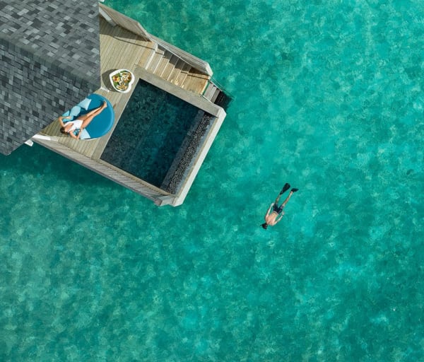 Water villa with pool aerial raaya by athosphere