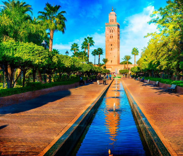 Marrocos marrakech minarete da mesquita de koutoubia