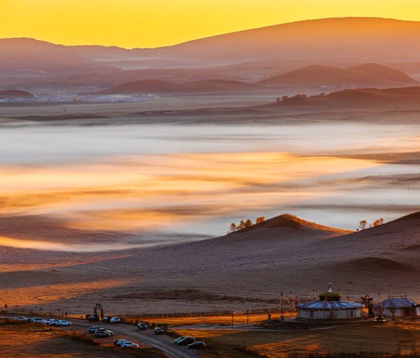 Pradaria no outono interior da China, Mongólia