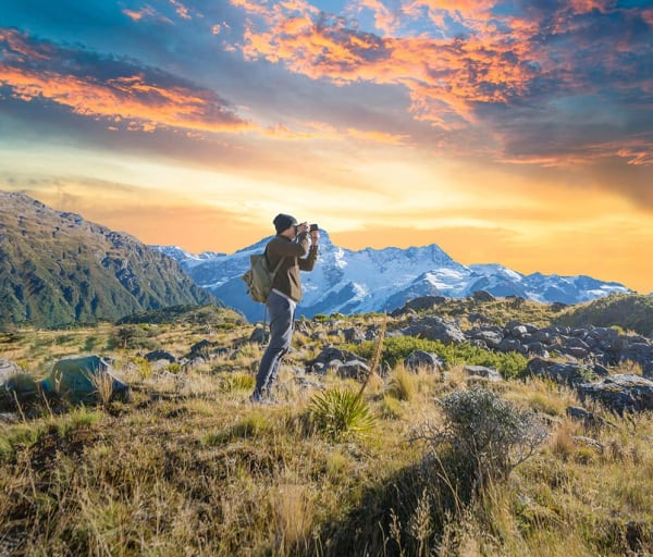 Entardecer no Mount Cook, na Nova Zelândia