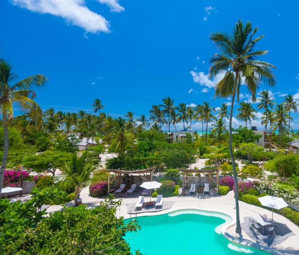 Zanzibar white sand luxury villas vista aerea