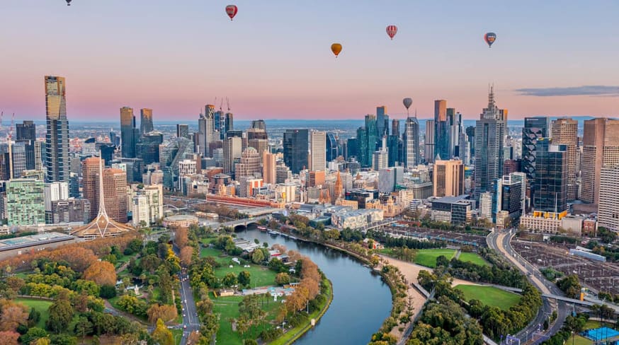 Tourism australia melbourne balao sobre cidade