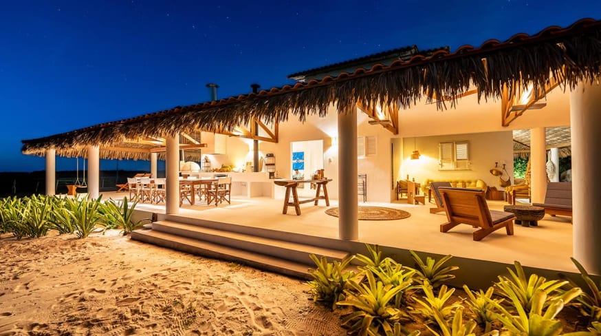 Maranhao oia casa lencois casa principal area externa anoitecer