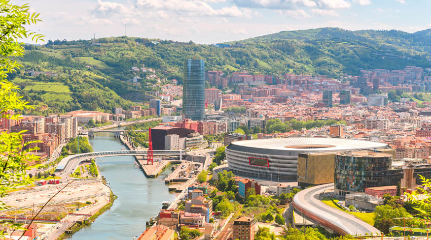 Panoramic views to bilbao city spain