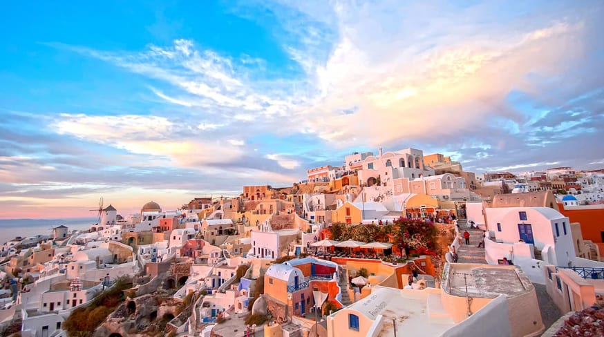 Pôr-do-sol em Santorini, Grécia