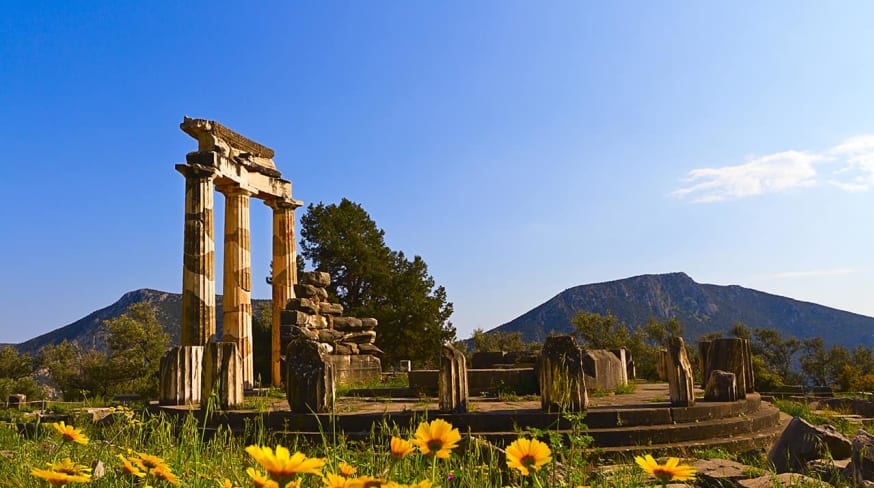Templo de Atena Pronaia, nas ruínas de Delphi